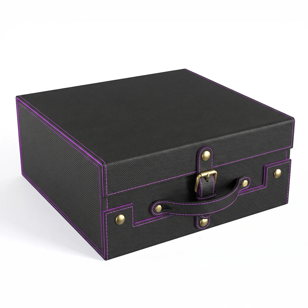 Negro y morado · cerrado, de tres cuartos