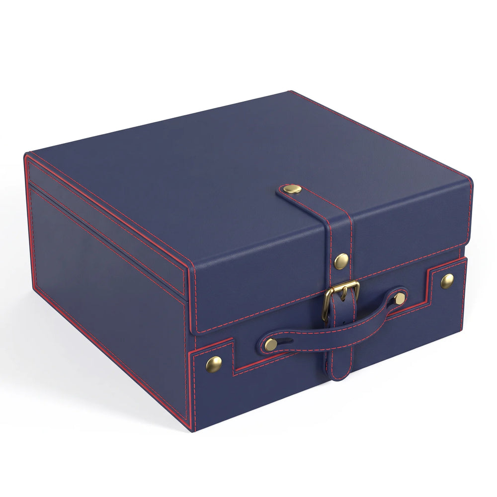 Azul marino y rojo · cerrado